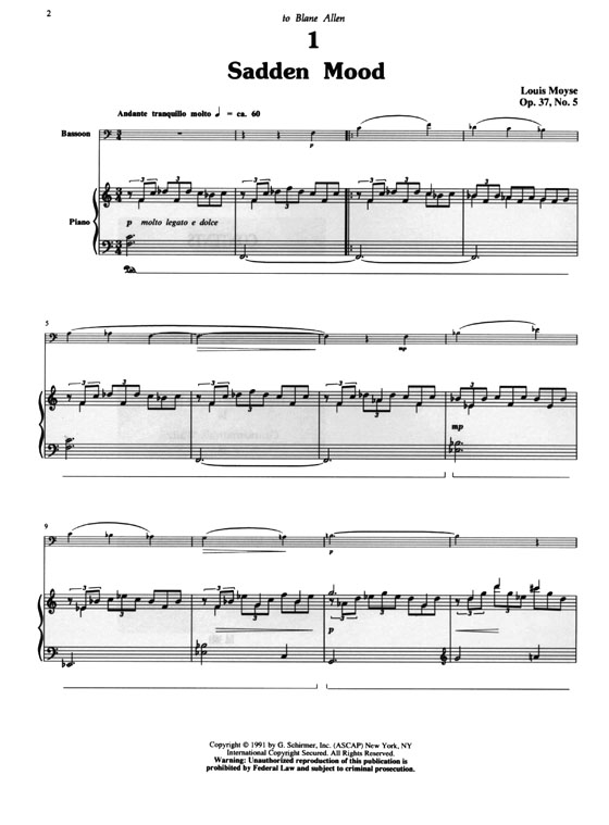 Louis Moyse【Ten Pieces , Op. 37, No. 5】for Bassoon and Piano Louis Moyse【Ten Pieces , Op. 37, No. 5】for Bassoon and Piano