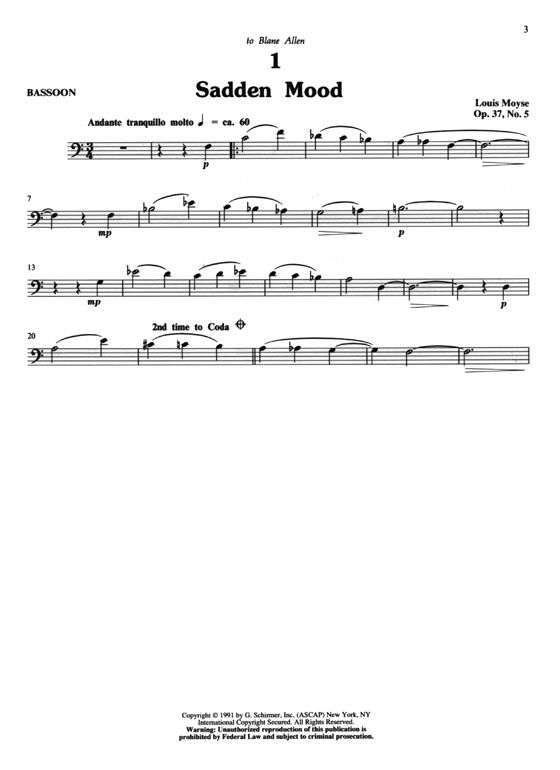 Louis Moyse【Ten Pieces , Op. 37, No. 5】for Bassoon and Piano Louis Moyse【Ten Pieces , Op. 37, No. 5】for Bassoon and Piano