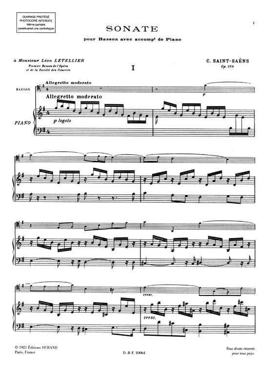 Saint-Saens【Sonate】pour Basson & Piano