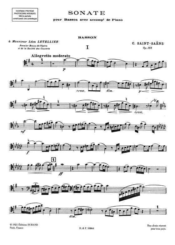 Saint-Saens【Sonate】pour Basson & Piano