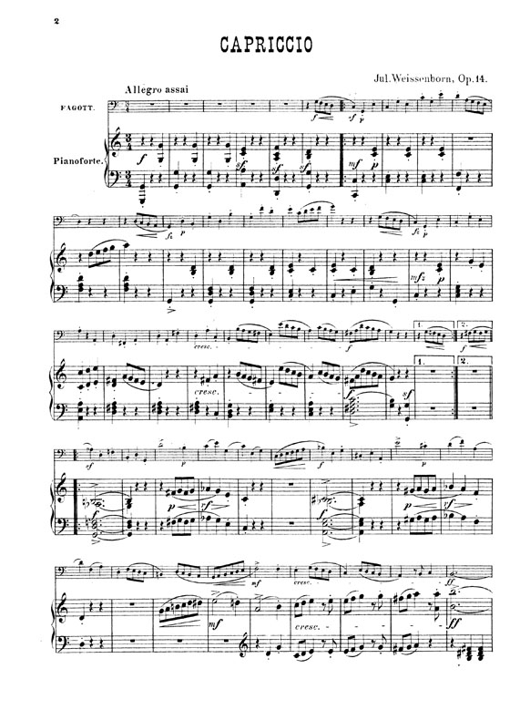 Weissenborn【Capriccio , Opus 14】for Bassoon and Piano