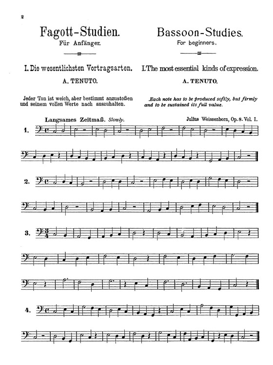 Weissenborn【Bassoon Studies , Opus 8, Volume 1】for Beginners