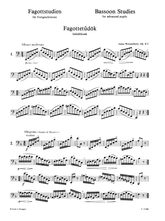 Weissenborn【Fagottstudien , Op. 8／2】für Fortgeschrittene