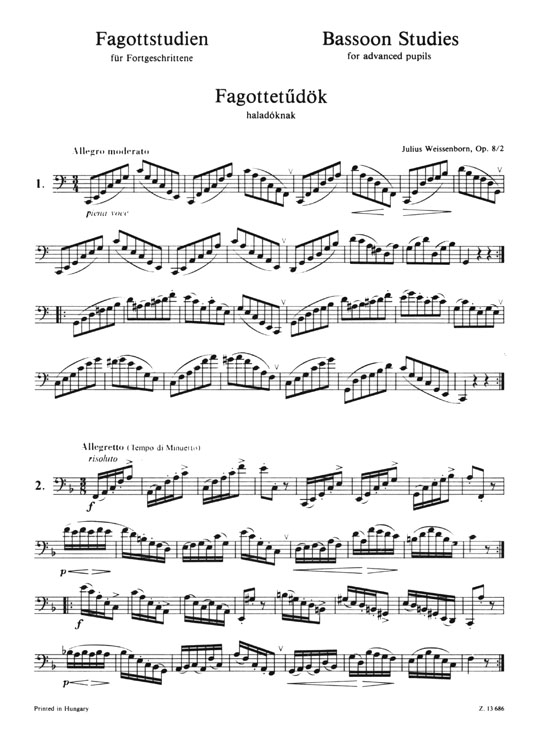 Weissenborn【Fagottstudien , Op. 8/2】für Fortgeschrittene Weissenborn【Fagottstudien , Op. 8/2】für Fortgeschrittene