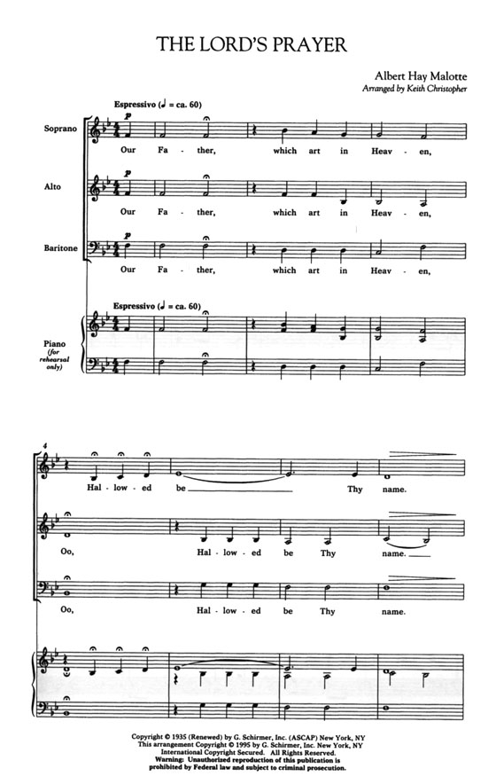 Albert Hay Malotte【The Lord's Prayer】SAB Albert Hay Malotte【The Lord's Prayer】SAB