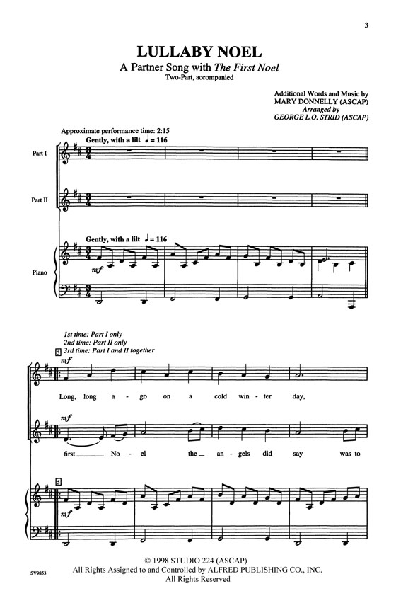 【Lullaby Noel】2-Part, accompanied 【Lullaby Noel】2-Part, accompanied