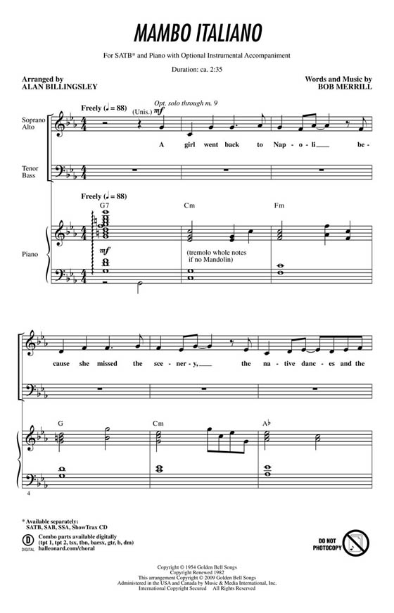 【Mambo Italiano】SATB 【Mambo Italiano】SATB