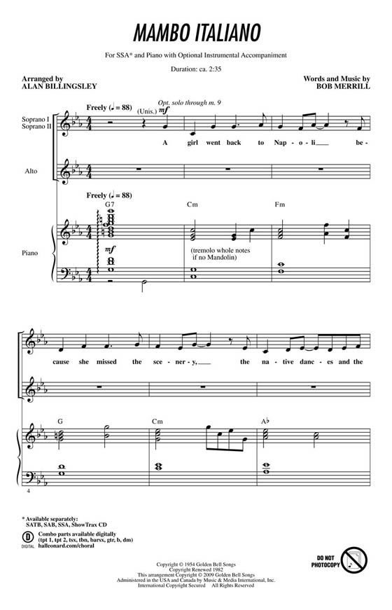 【Mambo Italiano】SSA 【Mambo Italiano】SSA