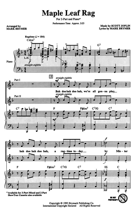 【Maple Leaf Rag】2-Part 【Maple Leaf Rag】2-Part