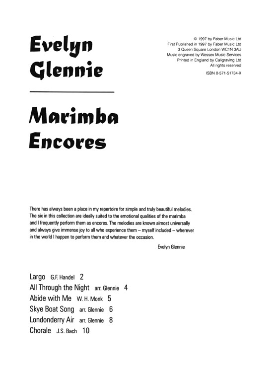 Evelyn Glennie【Marimba Encores】