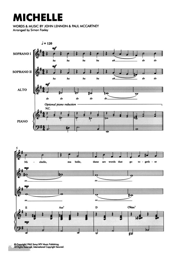 【Michelle】SSA/Piano 【Michelle】SSA/Piano