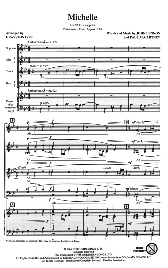 【Michelle】SATB a cappella