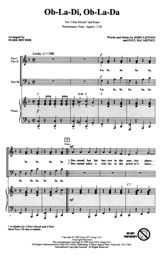 【Ob-La-Di, Ob-La-Di】3-Part Mixed 【Ob-La-Di, Ob-La-Di】3-Part Mixed