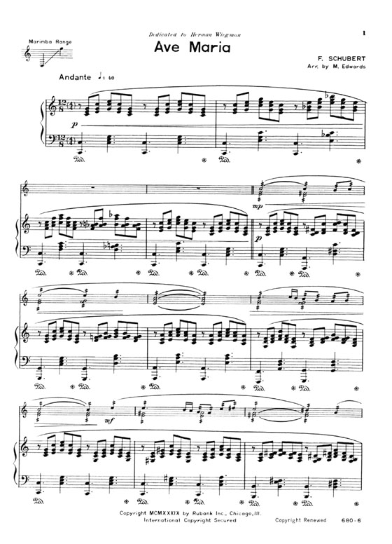 Schubert【Ave Maria】Marimba Solos with Piano Accompaniment