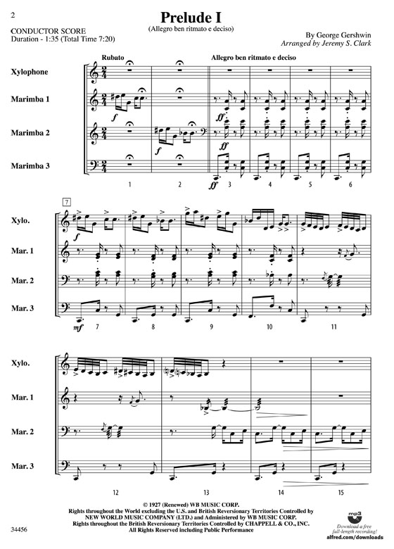 Gershwin Preludes (Ⅰ- Ⅲ) for Mallet Ensemble‧Arr. Clark
