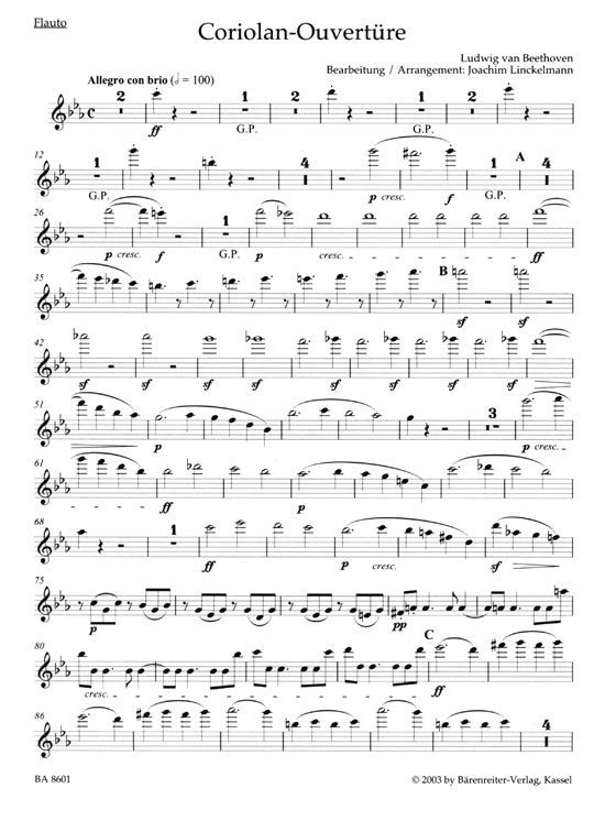 Beethoven【Coriolan-Ouverture , Op. 62】für Holzbläserquintett