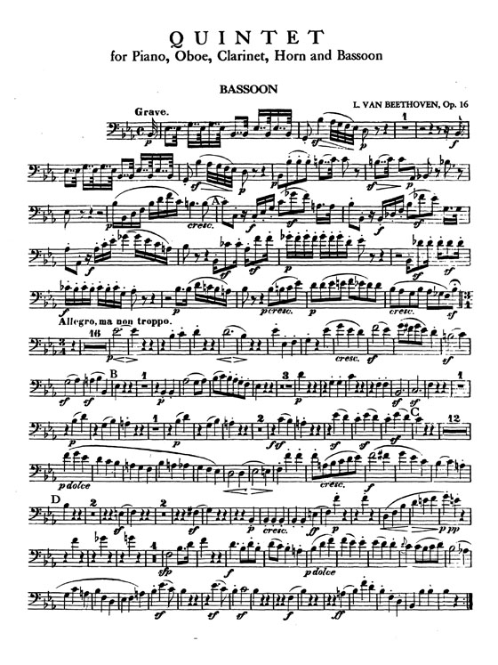 Beethoven【Quintet In E-Flat Major , Opus 16】for Piano, Oboe, Clarinet, Horn and Bassoon