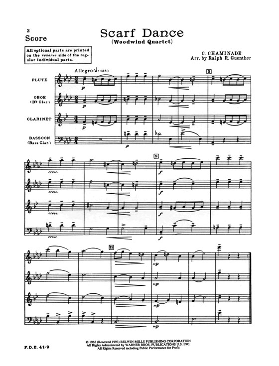 Cecile Chaminade【Scarf Dance】Woodwind Quartet／Score