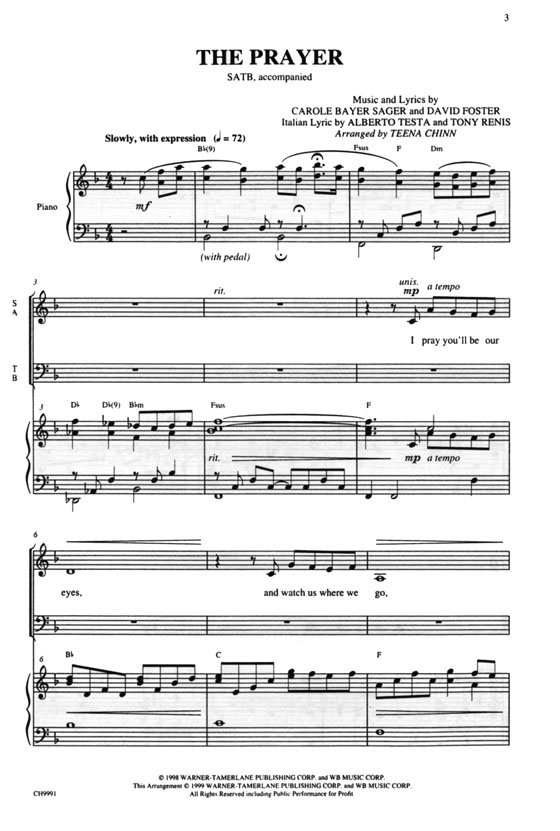 【The Prayer】SATB 【The Prayer】SATB