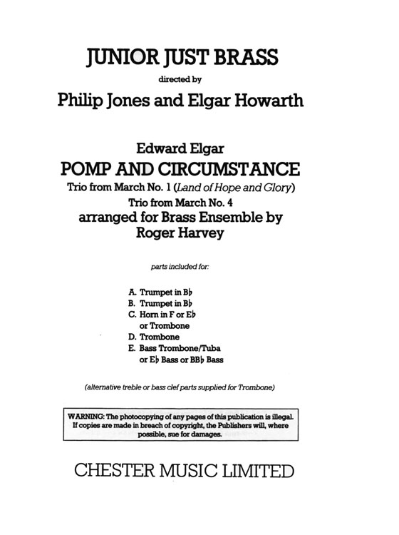 Edward Elgar【Pomp and Circumstance】Two famous themes Arranged for Brass Ensemble  , Just Brass No. 18