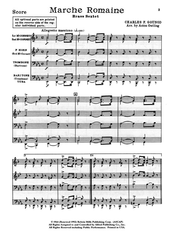 Charles François Gounod【Marche Romaine】Brass Sextet／Score