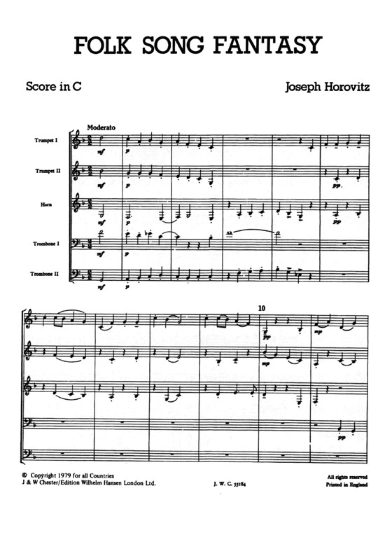Joseph Horovitz【Folk Song Fantasy , Just Brass】For Brass Quintet