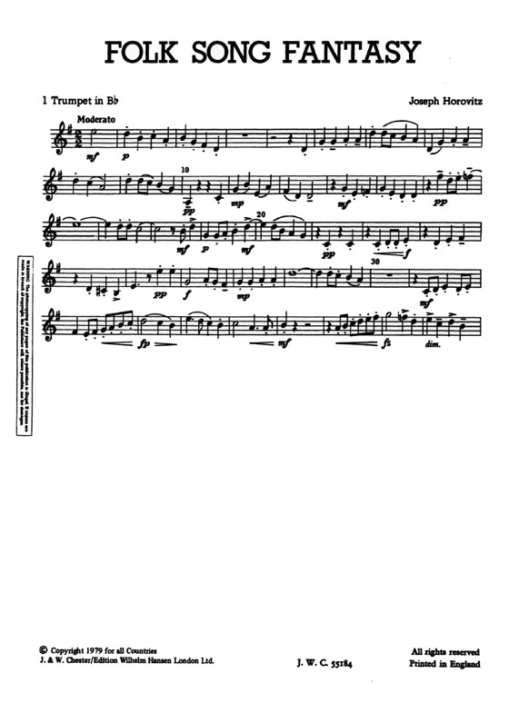 Joseph Horovitz【Folk Song Fantasy , Just Brass】For Brass Quintet