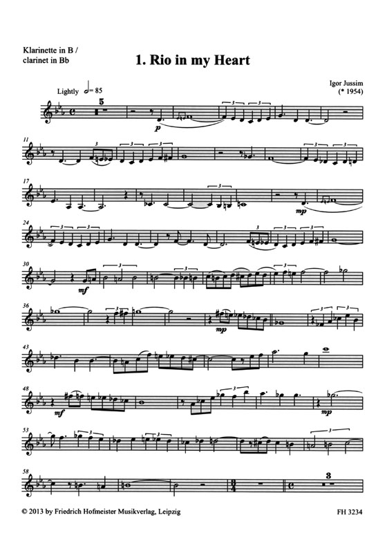 Igor Jussim【 Bossa for Lovers , Vol. 1】für Klarinette in B／Altsaxophon in Es, Klavier und Schlagzeug ad lib.