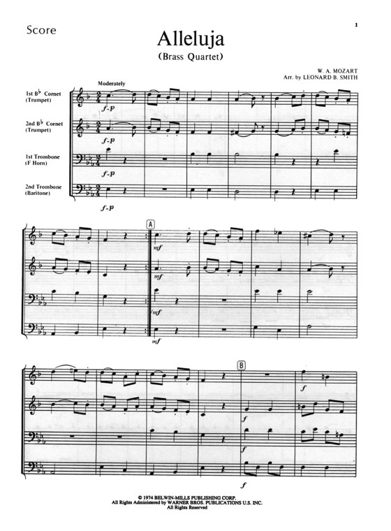 Mozart【Alleluja】for Brass Quartet