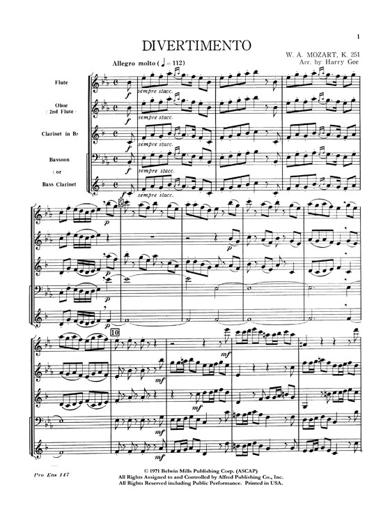 Mozart【Divertimento】Woodwind Quartet