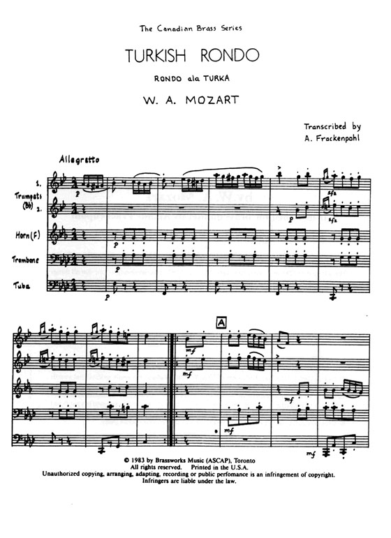 The Canadian Brass【Mozart : Turkish Rondo】for Brass Quintet