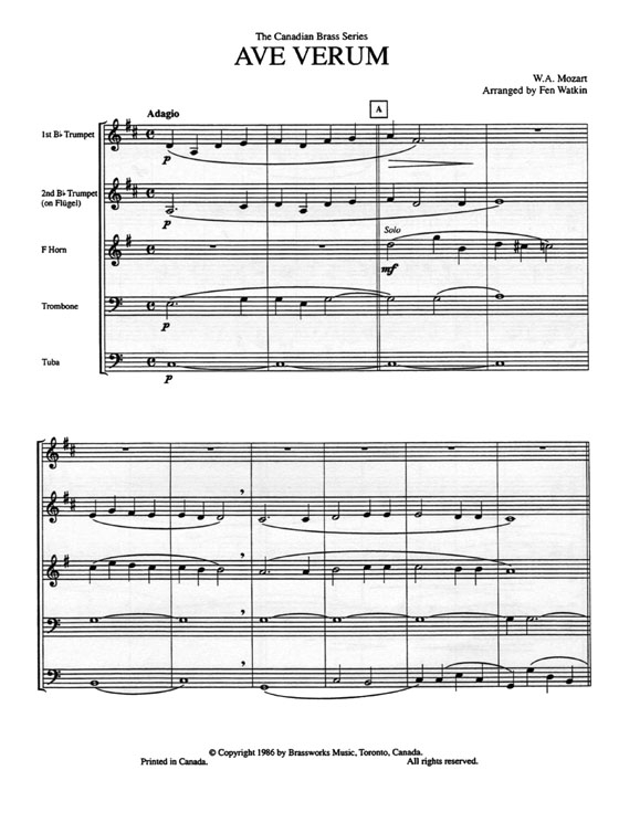 The Canadian Brass【Mozart : Ave Verum】for Brass Quintet