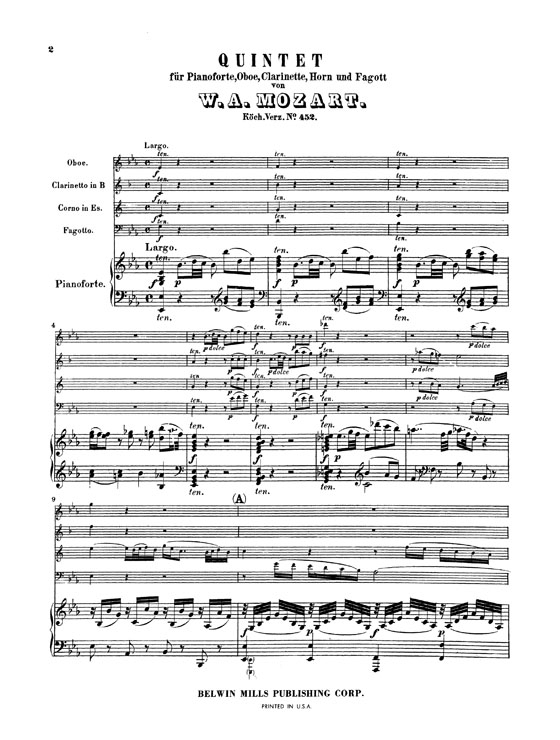 Mozart【Quintet In E♭ Major , K. 452】for Piano, Oboe, Clarinet, Horn and Bassoon