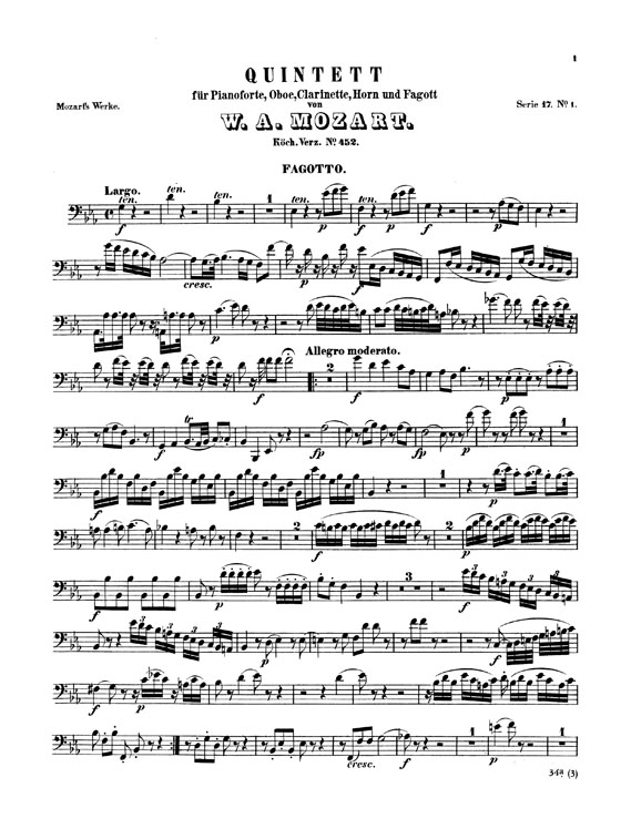 Mozart【Quintet In E♭ Major , K. 452】for Piano, Oboe, Clarinet, Horn and Bassoon