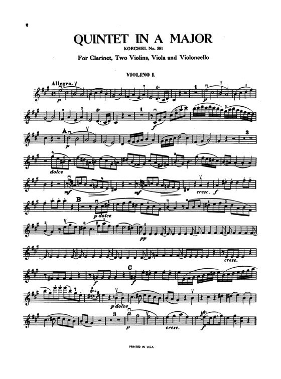 Mozart【Quintet in A Major , K. 581】