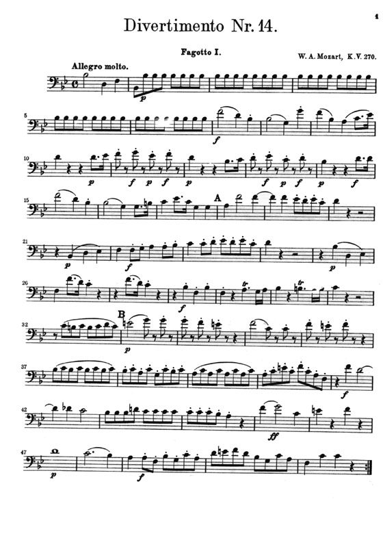 Mozart【Divertimento No. 14 in B-flat Major , K. 270】For 2 Oboes, 2 Horns, 2 Bassoons