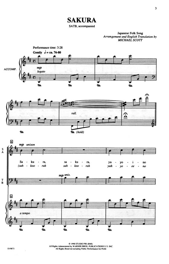 【Sakura-Japanese Folk Song】SATB 【Sakura-Japanese Folk Song】SATB