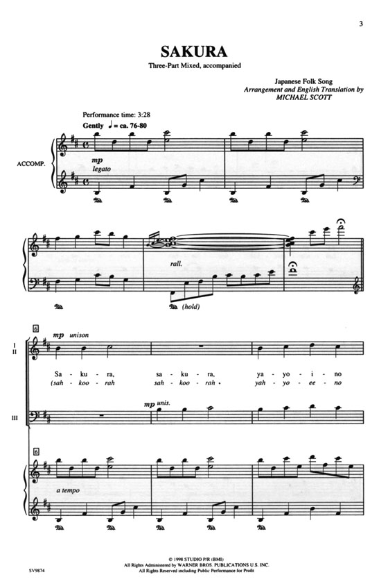 【Sakura-Japanese Folk Song】Three-Part Mixed 【Sakura-Japanese Folk Song】Three-Part Mixed