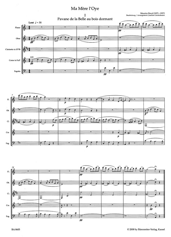 Ravel【Ma Mere l'Oye】für Holzbläserquintett