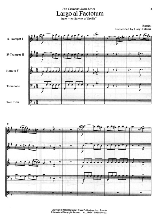 The Canadin Brass【G. Rossini : Largo al Factotum from The Barber of Seville】for Brass Quintet