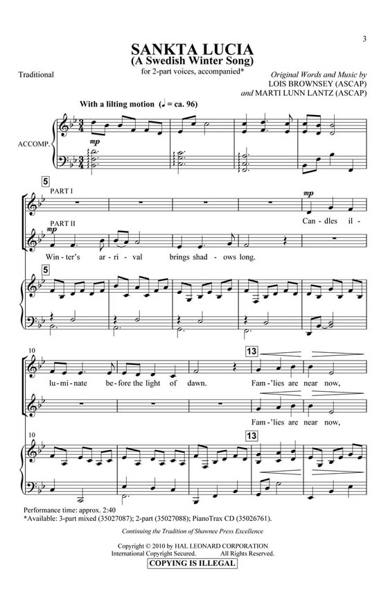 Sankta Lucia (A Swedish Winter Song) 2-part Sankta Lucia (A Swedish Winter Song) 2-part