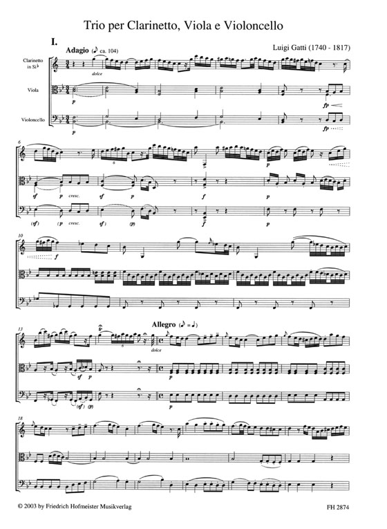 Luigi Gatti【Trio】per Clarinetto, Viola e Violoncello