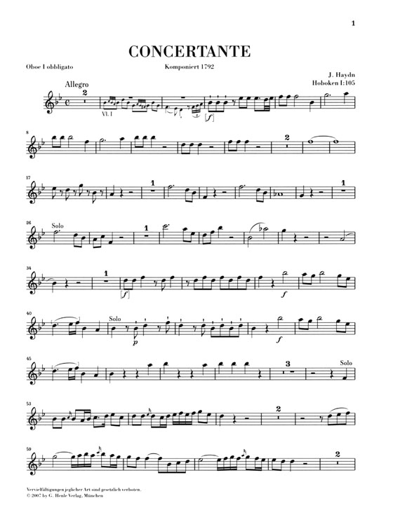 Haydn【Concertante B-dur , Hob.Ⅰ: 105】Klavierauszug Haydn【Concertante B-dur , Hob.Ⅰ: 105】Klavierauszug