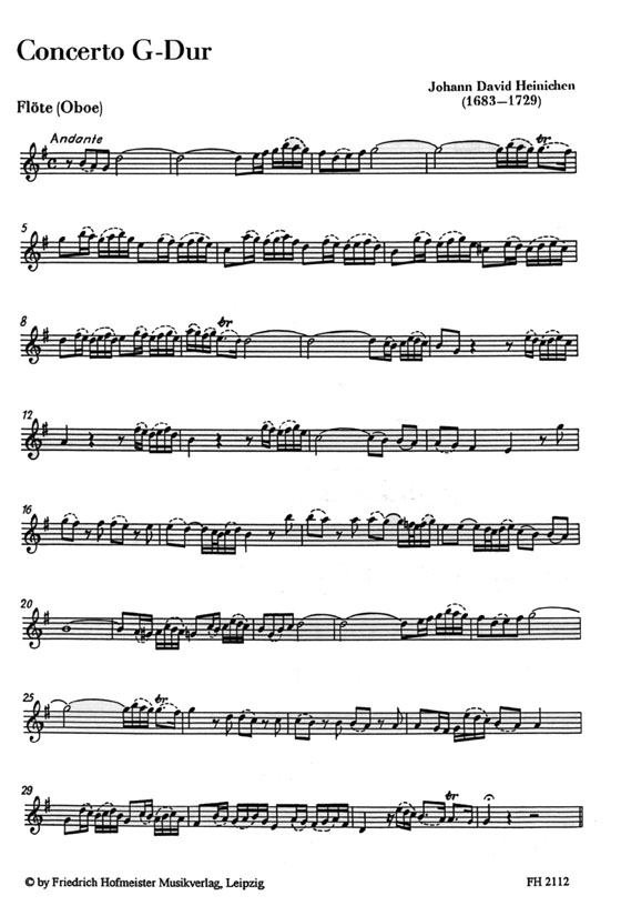 Johann David Heinichen【Concerto G-Dur】für Flöte (Oboe), 2 Violoncelli (Fagott und Violoncello) und Basso continuo Johann David Heinichen【Concerto G-Dur】für Flöte (Oboe), 2 Violoncelli (Fagott und Violoncello) und Basso continuo