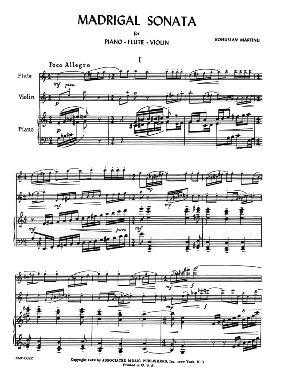 Bohuslav Martinů【Madrigal Sonata】for Piano‧Flute‧Violin