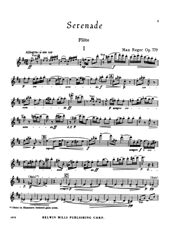 Reger【Serenade , Opus 77A】for Flute, Violin and Viola Reger【Serenade , Opus 77A】for Flute, Violin and Viola
