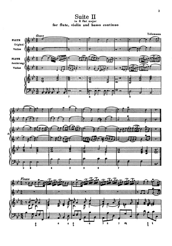 Telemann【Suite No. 2 In B-flat Major】for Flute, Violin, and Basso Continuo Telemann【Suite No. 2 In B-flat Major】for Flute, Violin, and Basso Continuo
