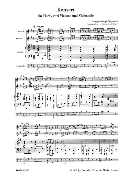 Wagenseil【Konzert】für Harfe, zwei Violinen und Violoncello Wagenseil【Konzert】für Harfe, zwei Violinen und Violoncello