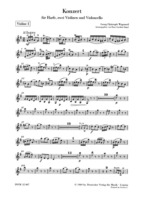 Wagenseil【Konzert】für Harfe, zwei Violinen und Violoncello Wagenseil【Konzert】für Harfe, zwei Violinen und Violoncello