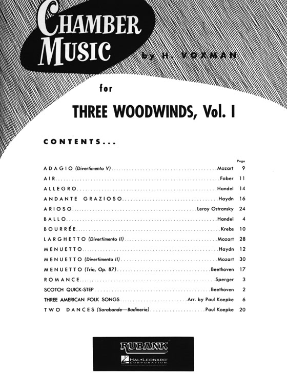 Chamber Music for Three Woodwinds, Vol. 1